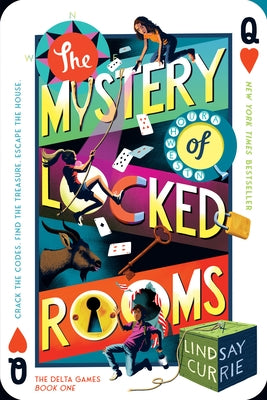 Paperback copy of The Mystery of Locked Rooms by Sourcebooks Young Readers, with a colorful cover featuring mysterious illustrations.