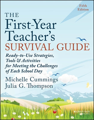 Paperback book titled "The First-Year Teacher's Survival Guide" by Jossey-Bass, featuring colorful classroom strategies and activities.