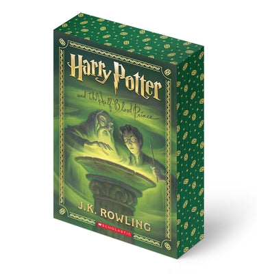 Paperback of Harry Potter and the Half-Blood Prince by Scholastic Inc., featuring stenciled edges and a detailed cover illustration.