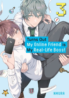 Paperback manga titled "Turns Out My Online Friend Is My Real-Life Boss! 3" by Kodansha Comics, featuring colorful cover art.