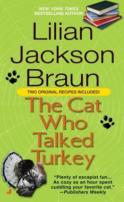Mass market paperback of "The Cat Who Talked Turkey" by Berkley Books, featuring a colorful cover with a cat and turkey illustration.