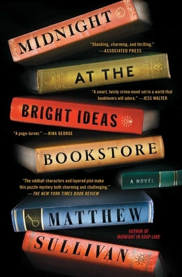Paperback of Midnight at the Bright Ideas Bookstore by Scribner Book Company, showing the book cover with dark and bright design elements.