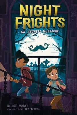The Haunted Mustache paperback book by Aladdin Paperbacks featuring a spooky cover with a mustache and ghostly elements.