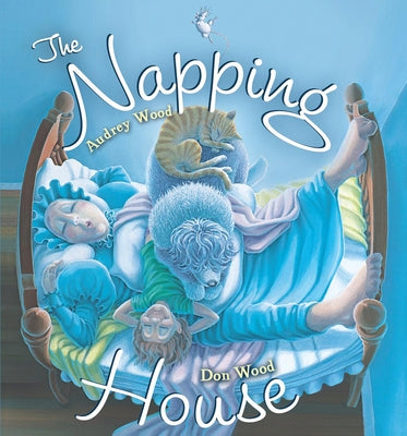 Cover of The Napping House board book by Clarion Books featuring colorful illustrations of a cozy sleeping scene.
