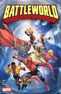Marvel Universe Battleworld paperback comic book with colorful cover art featuring characters and dynamic action scenes.