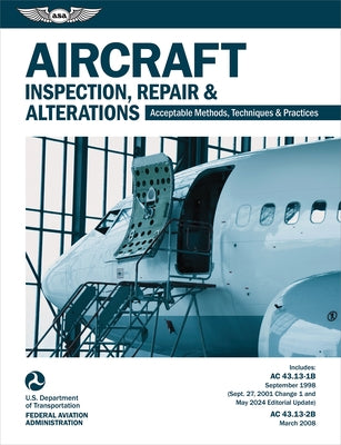 Paperback book titled "Aircraft Inspection, Repair and Alterations (2025)" by Aviation Supplies & Academics, showing cover with text and design.