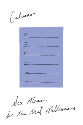 Paperback of "Six Memos for the Next Millennium" by Mariner Books Classics, showing the book cover with title and author details.