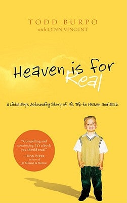 Large print paperback of "Heaven Is for Real" by Large Print Press, showing the book cover with title and celestial illustration.
