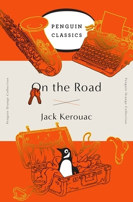 Paperback copy of "On the Road" from Penguin Classics, part of the Penguin Orange Collection, showing the book cover with orange accents.