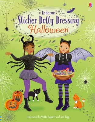 Paperback Sticker Dolly Dressing Halloween book by Usborne Books featuring Halloween-themed dress-up stickers for kids.