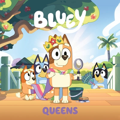 Paperback Bluey Queens book by Penguin Young Readers Licenses featuring colorful cover art with Bluey and friends.