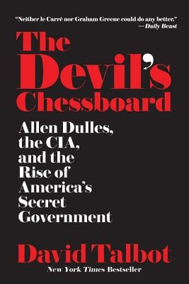 Paperback book titled "The Devil's Chessboard" by Harper Perennial, featuring a cover with a dark, intricate design about America's secret government.