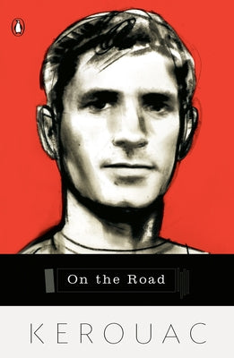 Paperback of "On the Road" by Penguin Books, featuring a cover with a vintage-style illustration and bold typography.
