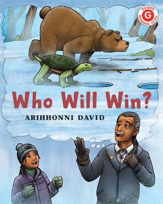 Paperback book titled "Who Will Win?" by Holiday House, featuring colorful cover art and engaging illustrations.