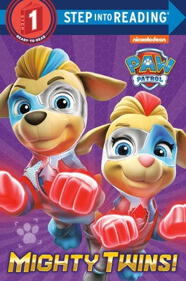 Paperback copy of Mighty Twins! from Paw Patrol series by Random House Books for Young Readers, showing colorful cover with twin characters.