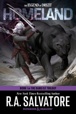 Paperback copy of Homeland: Dungeons & Dragons Dark Elf Trilogy Book 1 by Random House Worlds, featuring fantasy cover art.