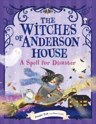 Paperback copy of "The Witches of Anderson House: A Spell for Disaster" by DK Flip, featuring a colorful cover illustration.