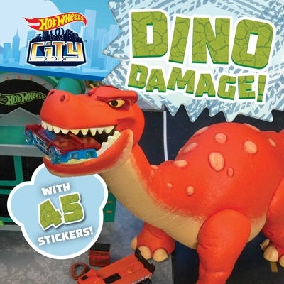 Hot Wheels City: Dino Damage!: Car Racing Storybook with 45 Stickers for Kids Ages 3 to 5 Years Paperback Buzzpop