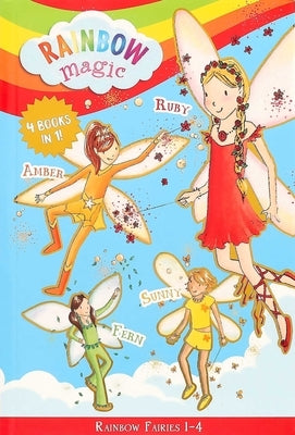 Set of four paperback Rainbow Magic Rainbow Fairies books featuring Ruby, Amber, Sunny, and Fern fairies by Silver Dolphin Books.