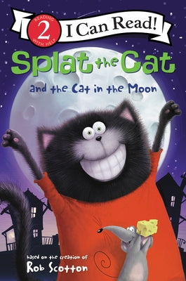 Paperback of "Splat the Cat and the Cat in the Moon" by HarperCollins, featuring colorful cover art with Splat the Cat and a moon scene.