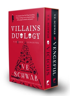 Paperback Villains Duology Boxed Set with Vicious and Vengeful by Tor Books, featuring dark-themed cover art and character illustrations.