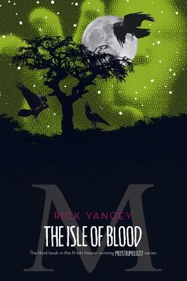 Paperback copy of The Isle of Blood by Simon & Schuster Books for Young Readers showing the book cover with dark, mysterious artwork.