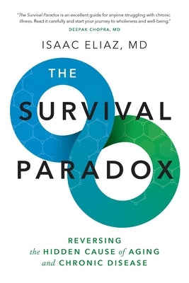 Paperback of The Survival Paradox book by Lioncrest Publishing, featuring a cover with a scientific illustration on aging and health.