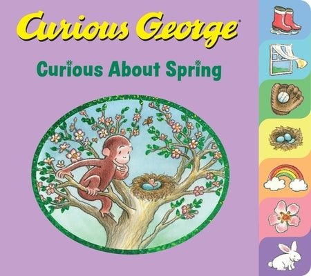 Curious George spring-themed tabbed board book by Clarion Books, featuring colorful illustrations of Curious George exploring spring.