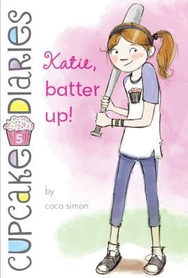 Paperback book titled "Katie, Batter Up!" by Simon Spotlight, featuring a colorful cover with a baseball theme.