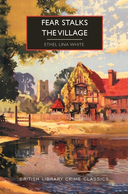 Paperback of "Fear Stalks the Village" by Poisoned Pen Press, showing the book cover with dark, mysterious artwork.