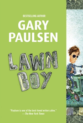 Paperback copy of the Lawn Boy book by Yearling Books, showing the front cover with colorful illustration.