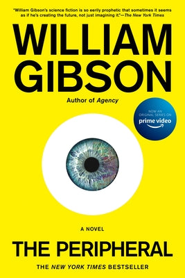 Paperback copy of The Peripheral by Berkley Books, showing the front cover with digital artwork and title.