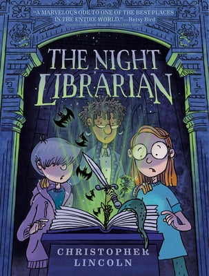 Paperback of The Night Librarian graphic novel by Dial Books, featuring cover art with mystical librarian imagery.