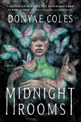 Paperback copy of Midnight Rooms novel by Amistad Press, featuring dark, atmospheric cover art from the book.