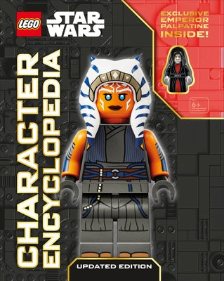 Lego Star Wars Character Encyclopedia by DK Publishing showing colorful pages with images of Star Wars minifigures and character profiles.