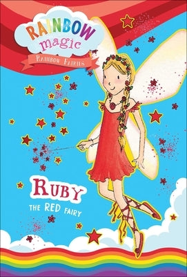 Paperback Rainbow Magic Rainbow Fairies Book #1 featuring Ruby the Red Fairy, colorful cover with fairy illustrations by Silver Dolphin Books.