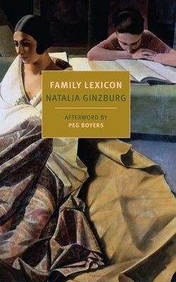 Family Lexicon paperback by New York Review of Books, featuring a close-up of the book cover with a blue and white design.