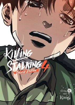 Deluxe Edition Volume 4 of Killing Stalking manga in paperback by Seven Seas, showing the cover with dark artwork and bold title.