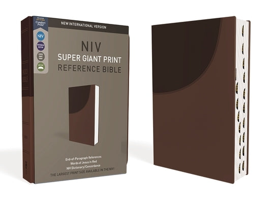 Niv, Super Giant Print Reference Bible, Leathersoft, Brown, Red Letter, Thumb Indexed, Comfort Print by Zondervan