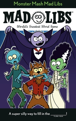Open paperback of Monster MASH Mad Libs Halloween game by Mad Libs, featuring spooky monster illustrations and playful prompts.