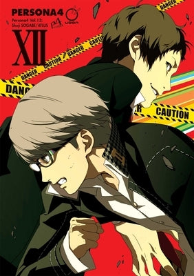 Paperback copy of Persona 4 Volume 12 manga by Udon Entertainment, showing the front cover with colorful character artwork.