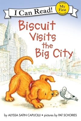Paperback of "Biscuit Visits the Big City" by HarperCollins showing Biscuit the puppy exploring an urban scene.
