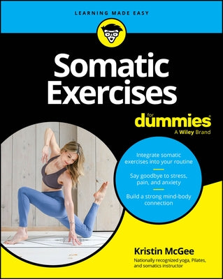 Paperback book titled "Somatic Exercises for Dummies" by For Dummies, featuring a cover with calming colors and illustrations.
