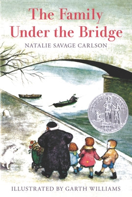 Paperback of "The Family Under the Bridge" by HarperCollins, showing the book cover with illustration and title text.