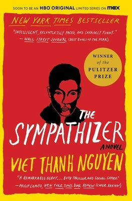 Paperback of The Sympathizer novel by Grove Press, featuring a cover with artwork and title text visible.