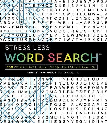 Paperback Stress Less Word Search puzzle book by Adams Media Corporation featuring 100 relaxing word search puzzles.