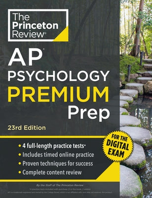Princeton Review AP Psychology Premium Prep paperback book with practice tests, digital access, and content review by Random House.