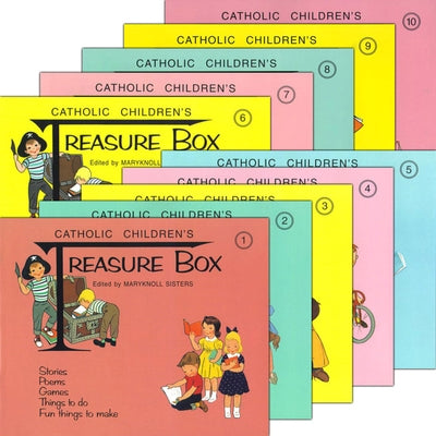 Set of ten paperback Treasure Box Set Books by Tan Books, featuring colorful covers and classic illustrations.