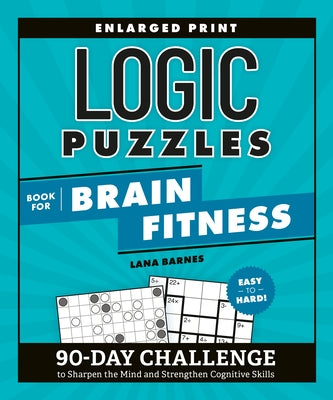 Open paperback book titled "Logic Puzzles Book for Brain Fitness" by Zeitgeist featuring puzzles of varying difficulty levels.