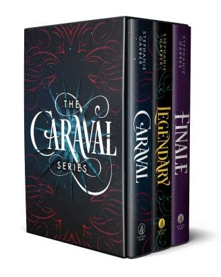 Caraval boxed set by Flatiron Books featuring the novels Caraval, Legendary, and Finale with book covers and spines visible.